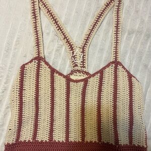Striped Crochet Women Top